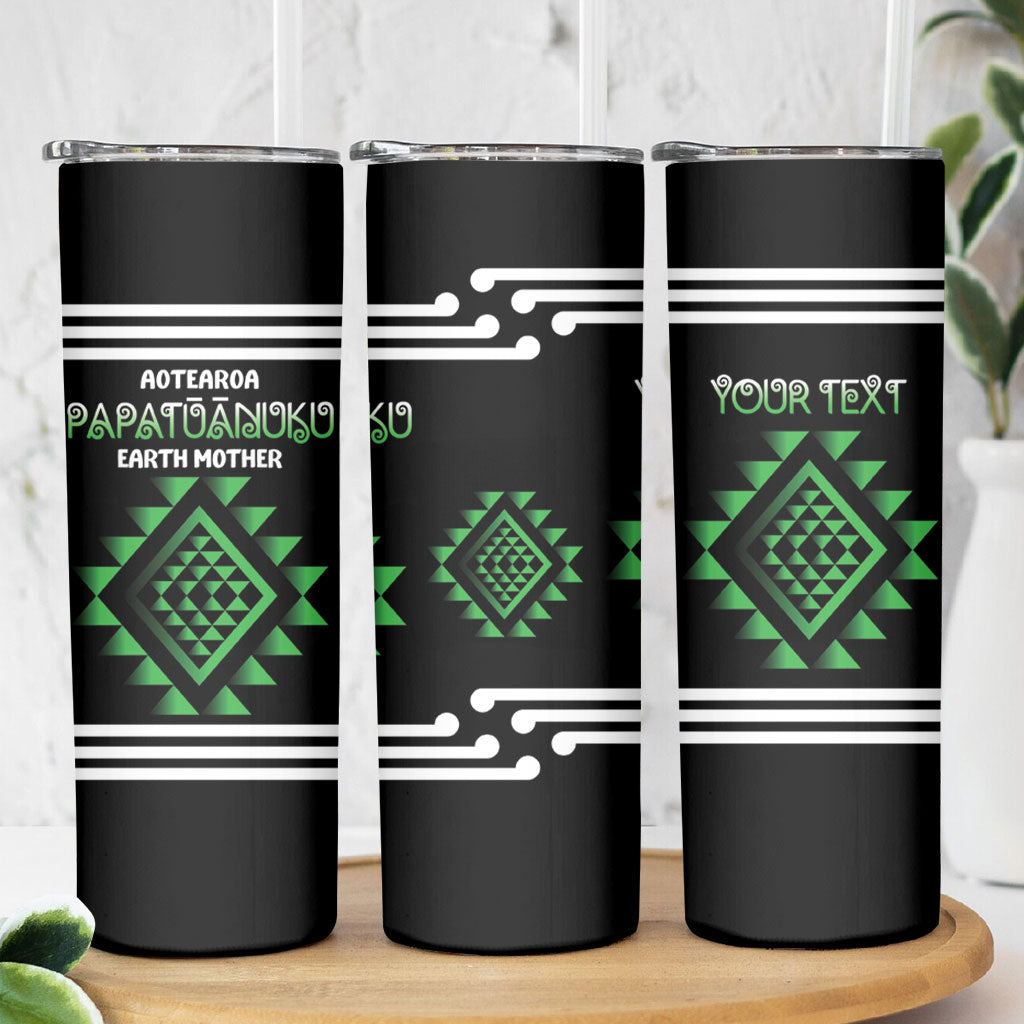Aotearoa Atua Papatuanuku Personalised Skinny Tumbler Maori Earth Mother Taniko Motifs