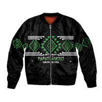 Aotearoa Atua Papatuanuku Personalised Sleeve Zip Bomber Jacket Maori Earth Mother Taniko Motifs