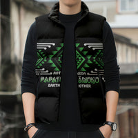 Aotearoa Atua Papatuanuku Personalised Sleeveless Puffer Jacket Maori Earth Mother Taniko Motifs