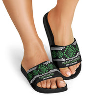 Aotearoa Atua Papatuanuku Slide Sandals Maori Earth Mother Taniko Motifs