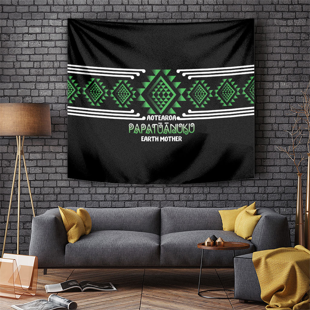 Aotearoa Atua Papatuanuku Tapestry Maori Earth Mother Taniko Motifs LT14 Green - Polynesian Pride