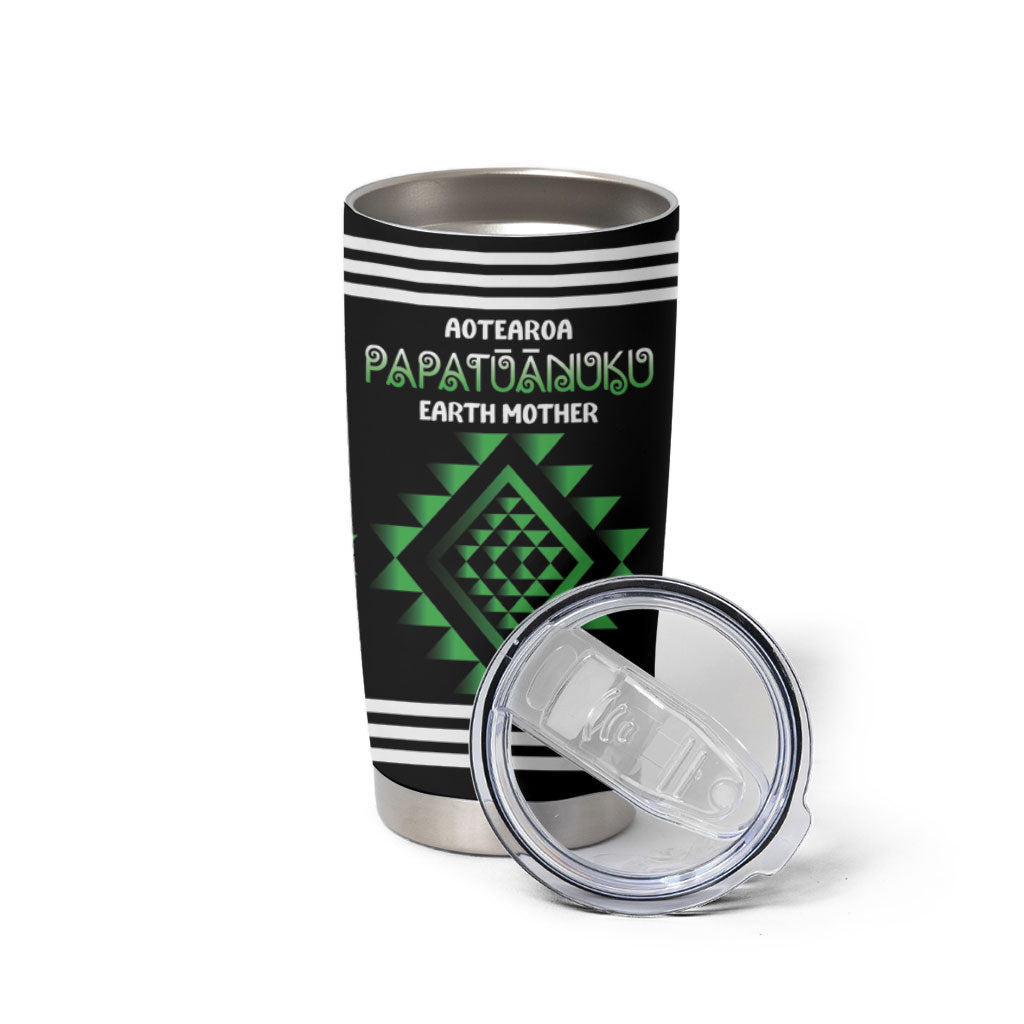 Aotearoa Atua Papatuanuku Personalised Tumbler Cup Maori Earth Mother Taniko Motifs