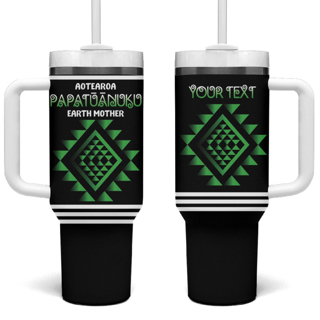 Aotearoa Atua Papatuanuku Personalised Tumbler With Handle Maori Earth Mother Taniko Motifs