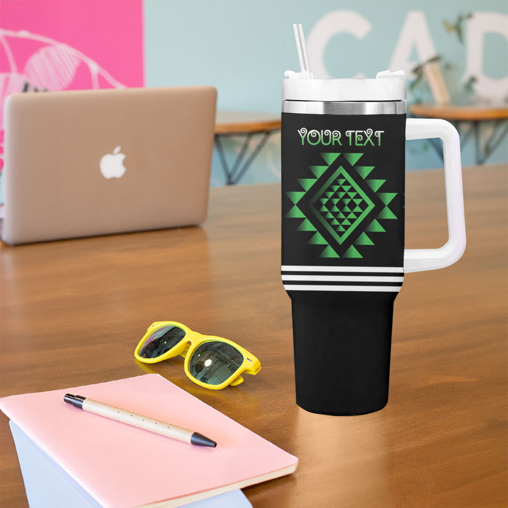 Aotearoa Atua Papatuanuku Personalised Tumbler With Handle Maori Earth Mother Taniko Motifs