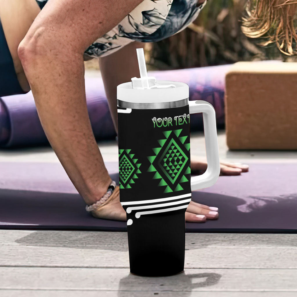 Aotearoa Atua Papatuanuku Personalised Tumbler With Handle Maori Earth Mother Taniko Motifs