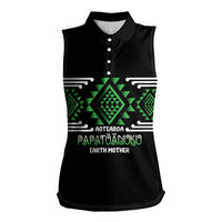 Aotearoa Atua Papatuanuku Personalised Women Sleeveless Polo Shirt Maori Earth Mother Taniko Motifs