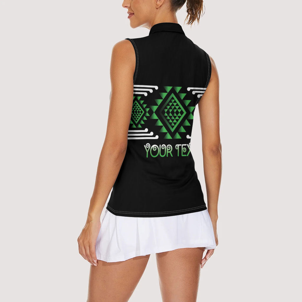 Aotearoa Atua Papatuanuku Personalised Women Sleeveless Polo Shirt Maori Earth Mother Taniko Motifs
