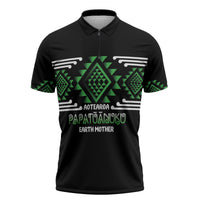 Aotearoa Atua Papatuanuku Personalised Zipper Polo Shirt Maori Earth Mother Taniko Motifs