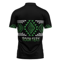 Aotearoa Atua Papatuanuku Personalised Zipper Polo Shirt Maori Earth Mother Taniko Motifs