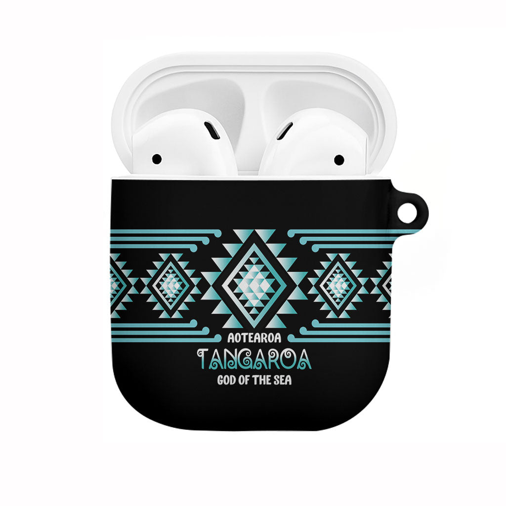 Aotearoa Atua Tangaroa AirPods Case Maori God Of The Sea Taniko Motifs LT14 Turquoise - Polynesian Pride