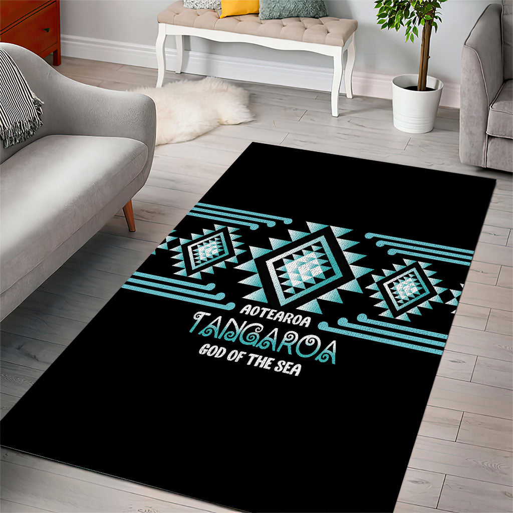 Aotearoa Atua Tangaroa Area Rug Maori God Of The Sea Taniko Motifs