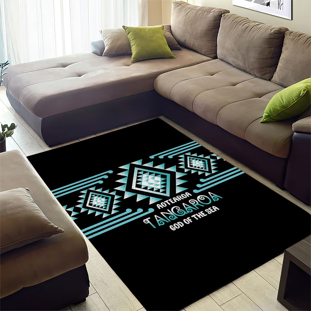 Aotearoa Atua Tangaroa Area Rug Maori God Of The Sea Taniko Motifs