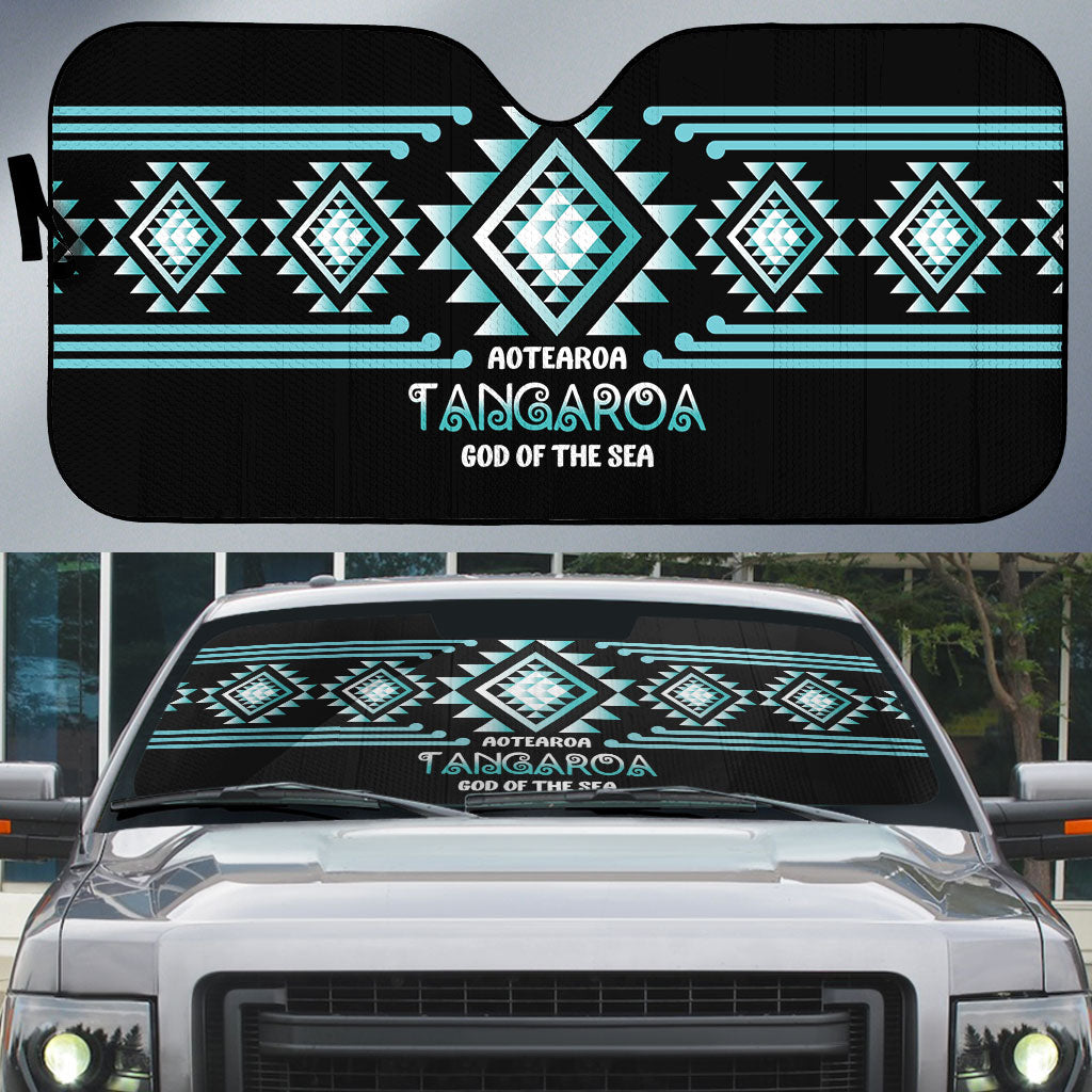 Aotearoa Atua Tangaroa Auto Sun Shade Maori God Of The Sea Taniko Motifs