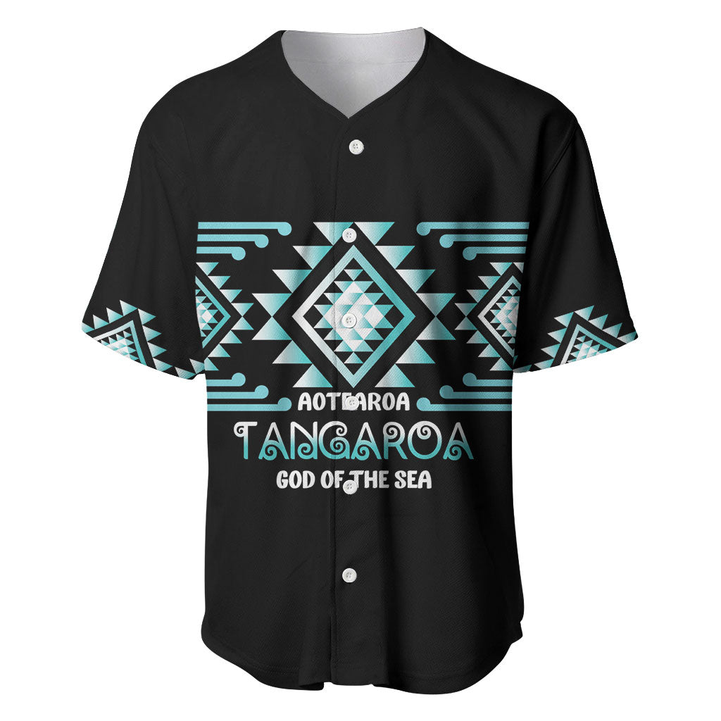 Aotearoa Atua Tangaroa Personalised Baseball Jersey Maori God Of The Sea Taniko Motifs LT14 Turquoise - Polynesian Pride