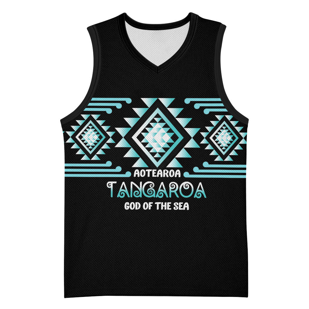 Aotearoa Atua Tangaroa Personalised Basketball Jersey Maori God Of The Sea Taniko Motifs