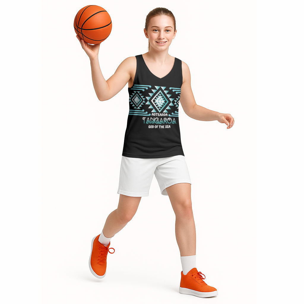 Aotearoa Atua Tangaroa Personalised Basketball Jersey Maori God Of The Sea Taniko Motifs