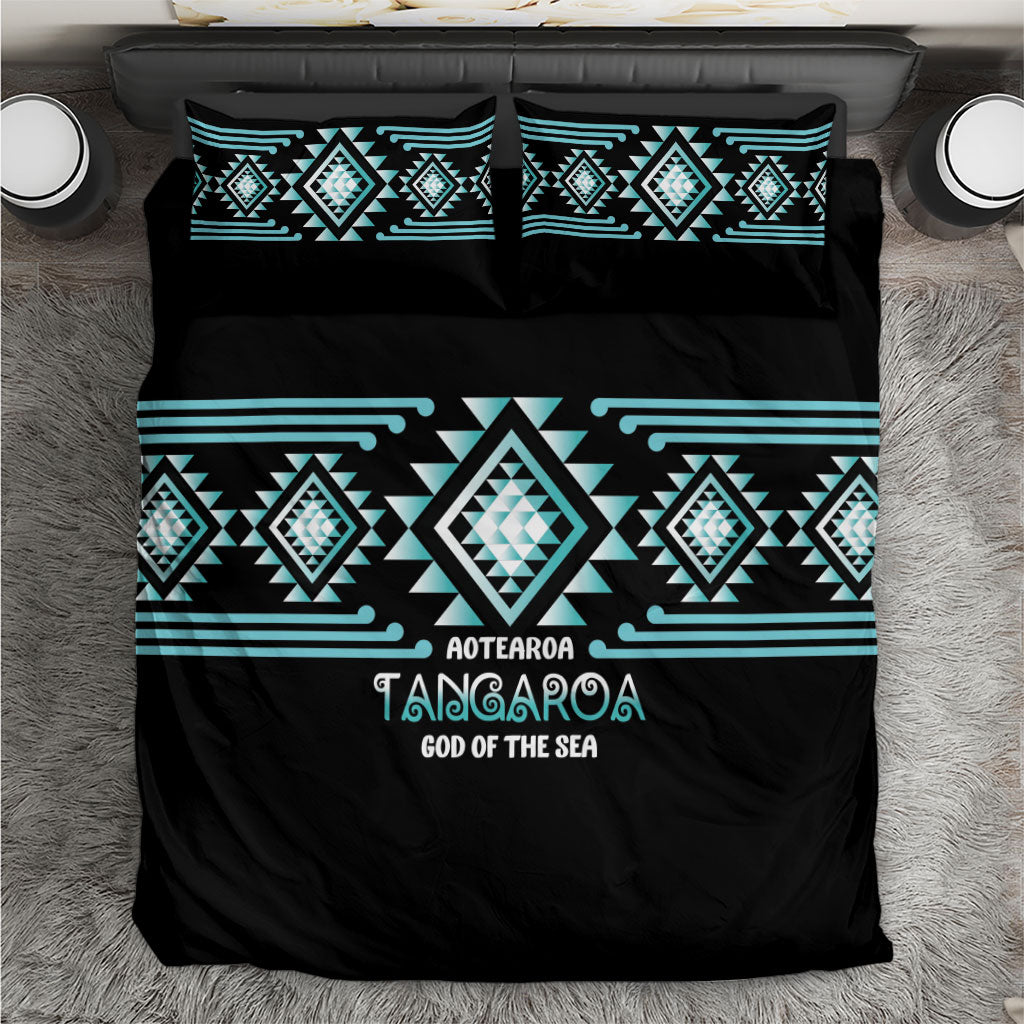 Aotearoa Atua Tangaroa Bedding Set Maori God Of The Sea Taniko Motifs