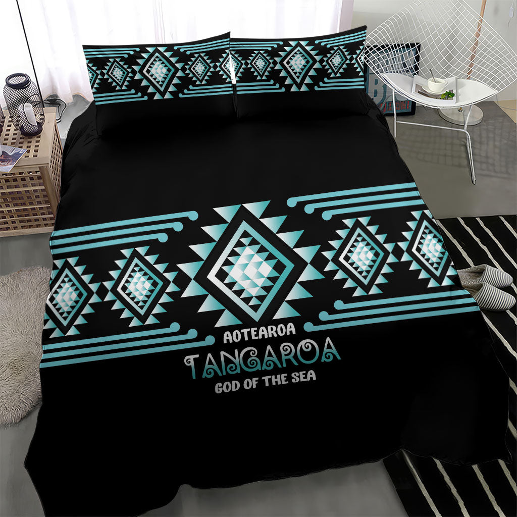 Aotearoa Atua Tangaroa Bedding Set Maori God Of The Sea Taniko Motifs