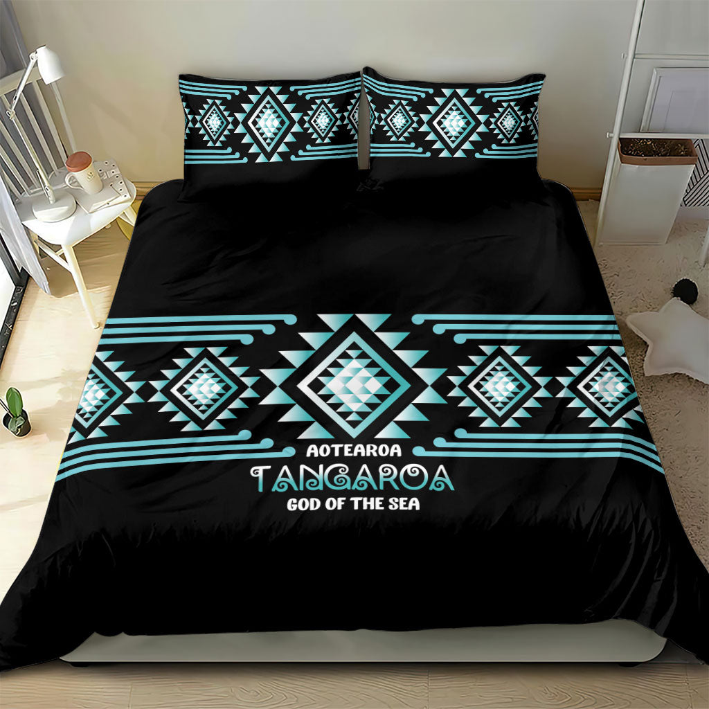 Aotearoa Atua Tangaroa Bedding Set Maori God Of The Sea Taniko Motifs