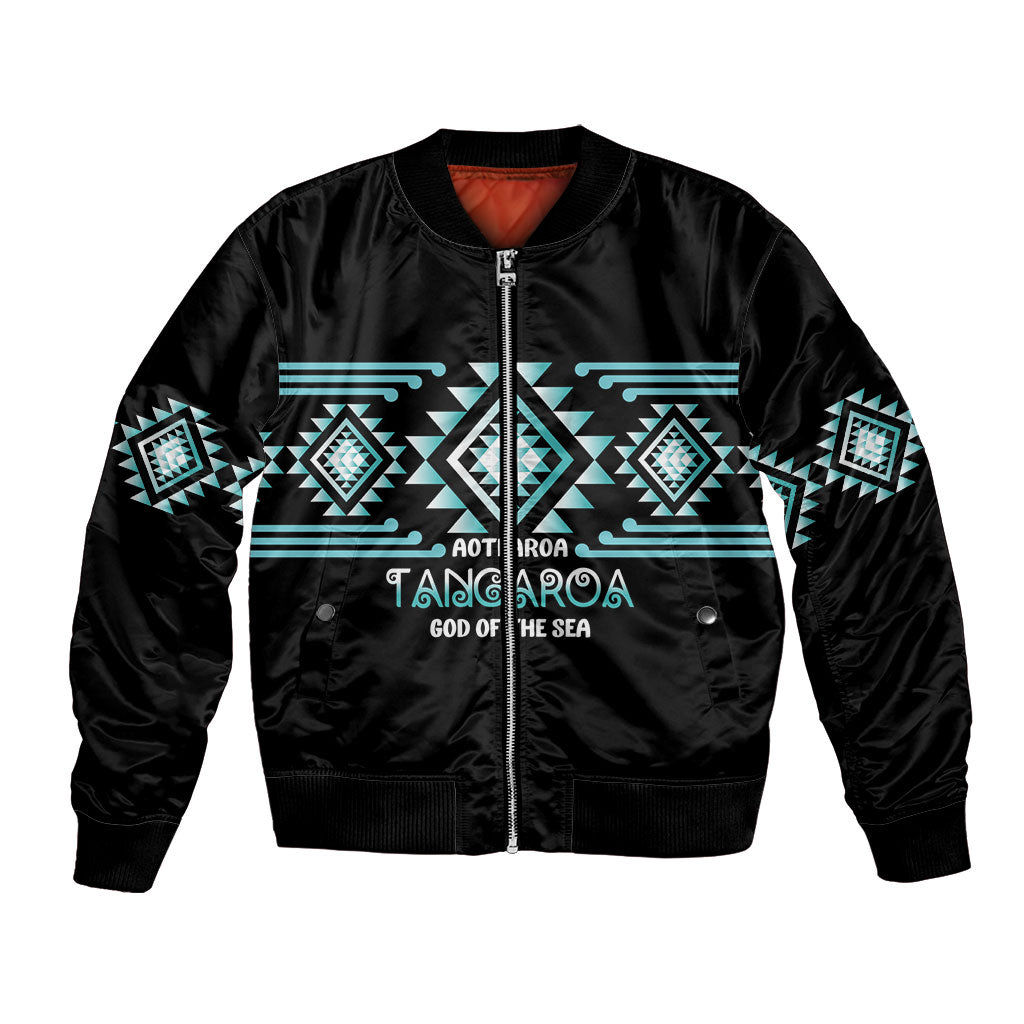 Aotearoa Atua Tangaroa Personalised Bomber Jacket Maori God Of The Sea Taniko Motifs