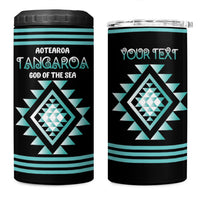 Aotearoa Atua Tangaroa Personalised 4 in 1 Can Cooler Tumbler Maori God Of The Sea Taniko Motifs