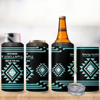 Aotearoa Atua Tangaroa Personalised 4 in 1 Can Cooler Tumbler Maori God Of The Sea Taniko Motifs