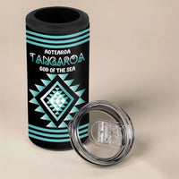 Aotearoa Atua Tangaroa Personalised 4 in 1 Can Cooler Tumbler Maori God Of The Sea Taniko Motifs