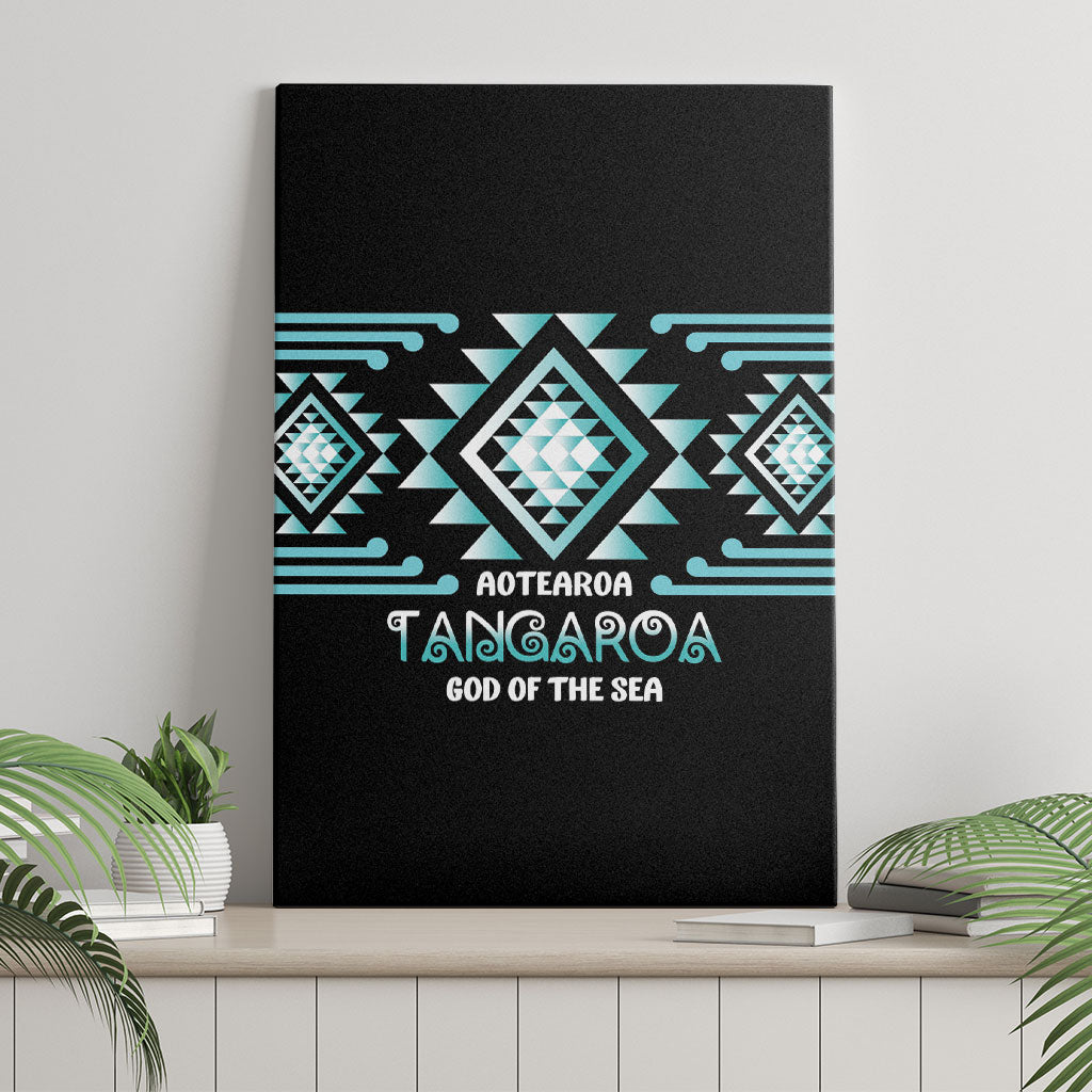 Aotearoa Atua Tangaroa Canvas Wall Art Maori God Of The Sea Taniko Motifs