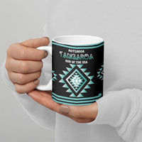 Aotearoa Atua Tangaroa Personalised Ceramic Mug Maori God Of The Sea Taniko Motifs