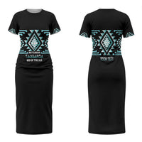 Aotearoa Atua Tangaroa Personalised Couples Matching Short Sleeve Bodycon Dress and Long Sleeve Button Shirt Maori God Of The Sea Taniko Motifs
