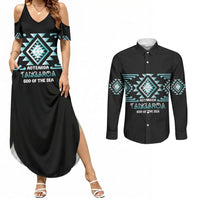 Aotearoa Atua Tangaroa Personalised Couples Matching Summer Maxi Dress and Long Sleeve Button Shirt Maori God Of The Sea Taniko Motifs