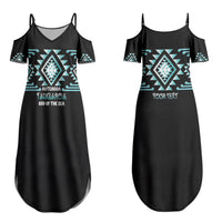 Aotearoa Atua Tangaroa Personalised Couples Matching Summer Maxi Dress and Long Sleeve Button Shirt Maori God Of The Sea Taniko Motifs