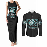 Aotearoa Atua Tangaroa Personalised Couples Matching Tank Maxi Dress and Long Sleeve Button Shirt Maori God Of The Sea Taniko Motifs