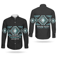 Aotearoa Atua Tangaroa Personalised Couples Matching Tank Maxi Dress and Long Sleeve Button Shirt Maori God Of The Sea Taniko Motifs