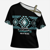 Aotearoa Atua Tangaroa Personalised Cross Shoulder Shirt Maori God Of The Sea Taniko Motifs