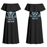 Aotearoa Atua Tangaroa Personalised Family Matching Off Shoulder Maxi Dress and Hawaiian Shirt Maori God Of The Sea Taniko Motifs