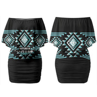 Aotearoa Atua Tangaroa Personalised Family Matching Off Shoulder Short Dress and Hawaiian Shirt Maori God Of The Sea Taniko Motifs