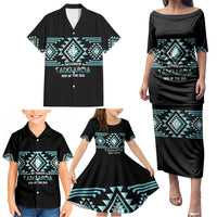Aotearoa Atua Tangaroa Personalised Family Matching Puletasi and Hawaiian Shirt Maori God Of The Sea Taniko Motifs
