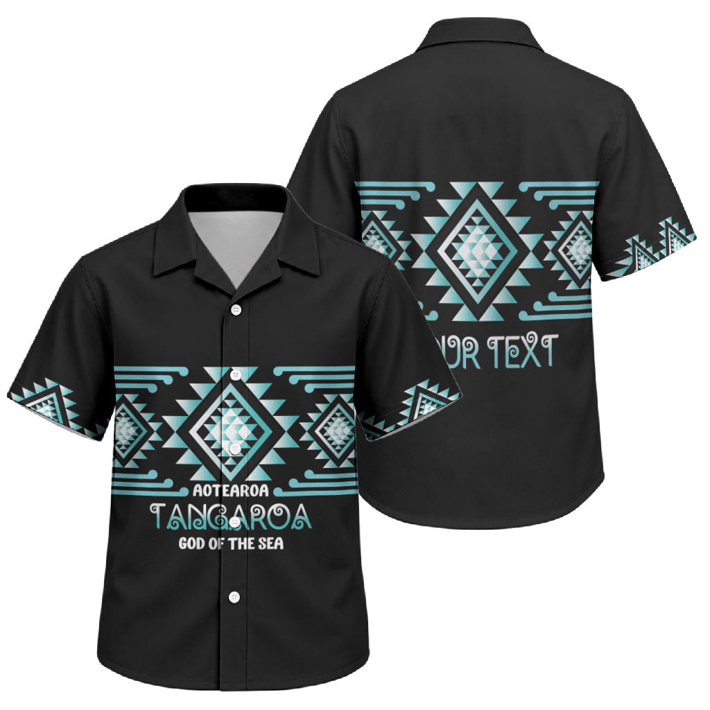 Aotearoa Atua Tangaroa Personalised Family Matching Puletasi and Hawaiian Shirt Maori God Of The Sea Taniko Motifs