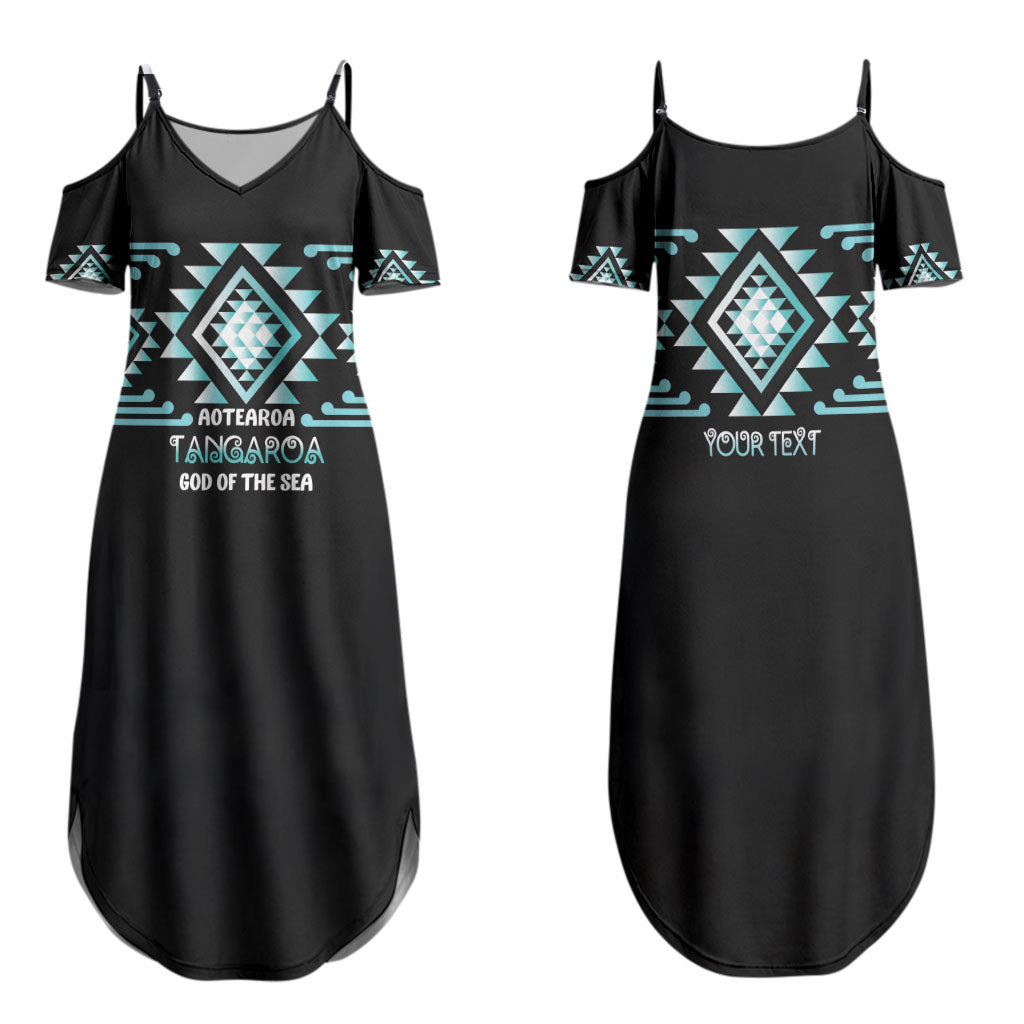 Aotearoa Atua Tangaroa Personalised Family Matching Summer Maxi Dress and Hawaiian Shirt Maori God Of The Sea Taniko Motifs