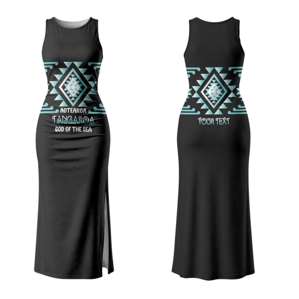 Aotearoa Atua Tangaroa Personalised Family Matching Tank Maxi Dress and Hawaiian Shirt Maori God Of The Sea Taniko Motifs