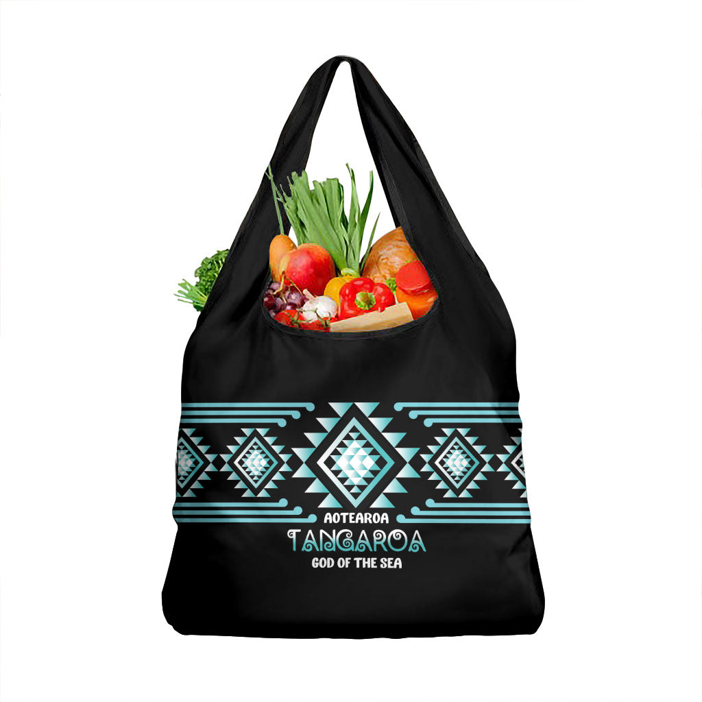 Aotearoa Atua Tangaroa Grocery Bag Maori God Of The Sea Taniko Motifs LT14 1-pack One Size Turquoise - Polynesian Pride