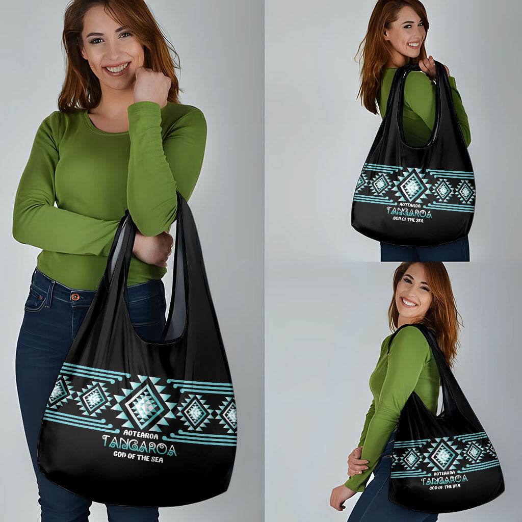 Aotearoa Atua Tangaroa Grocery Bag Maori God Of The Sea Taniko Motifs