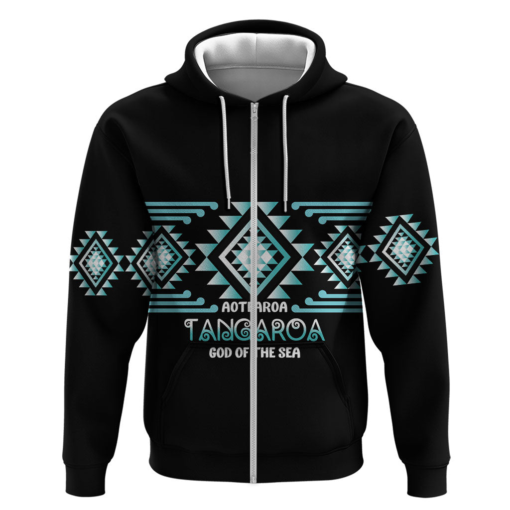 Aotearoa Atua Tangaroa Personalised Hoodie Maori God Of The Sea Taniko Motifs