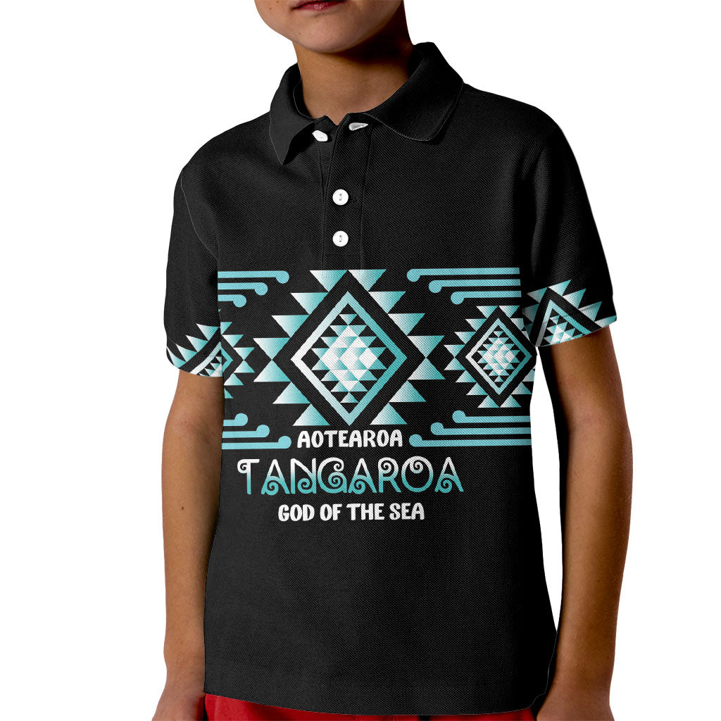 Aotearoa Atua Tangaroa Personalised Kid Polo Shirt Maori God Of The Sea Taniko Motifs