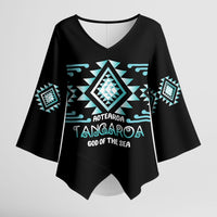 Aotearoa Atua Tangaroa Personalised Kimono Sleeve Blouse Maori God Of The Sea Taniko Motifs