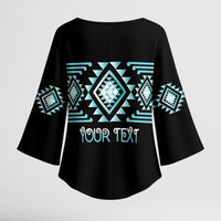 Aotearoa Atua Tangaroa Personalised Kimono Sleeve Blouse Maori God Of The Sea Taniko Motifs