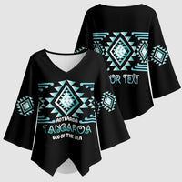 Aotearoa Atua Tangaroa Personalised Kimono Sleeve Blouse Maori God Of The Sea Taniko Motifs
