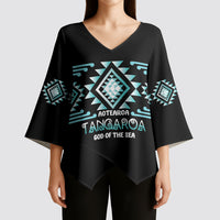 Aotearoa Atua Tangaroa Personalised Kimono Sleeve Blouse Maori God Of The Sea Taniko Motifs