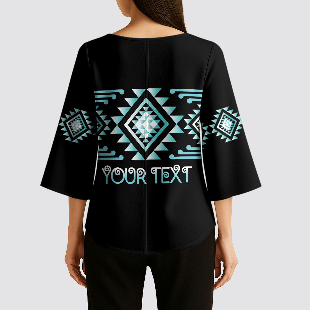 Aotearoa Atua Tangaroa Personalised Kimono Sleeve Blouse Maori God Of The Sea Taniko Motifs